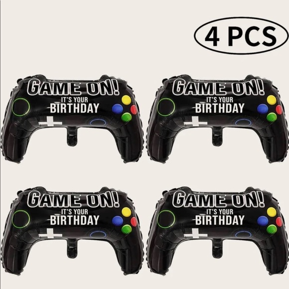 Gamepad Shaped Birthday Balloons, 4 pieces, New - Picture 2 of 3
